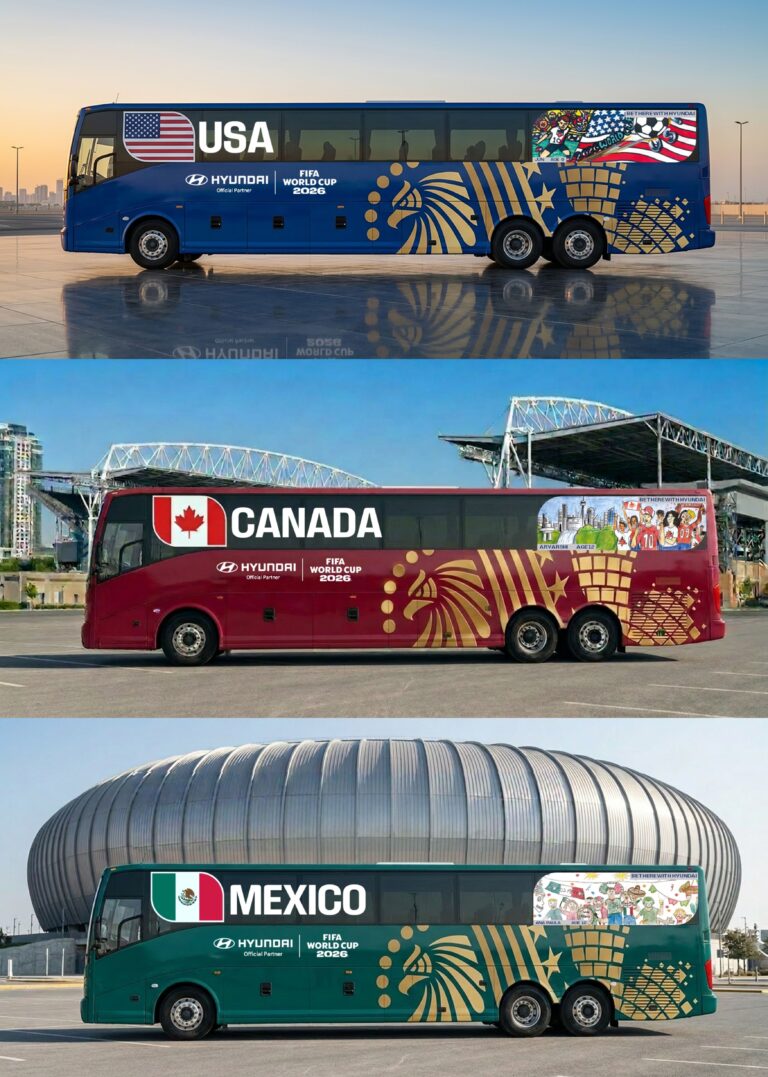 Hyundai y la FIFA presentan los autobuses oficiales del Mundial 2026 con diseños creados por niños