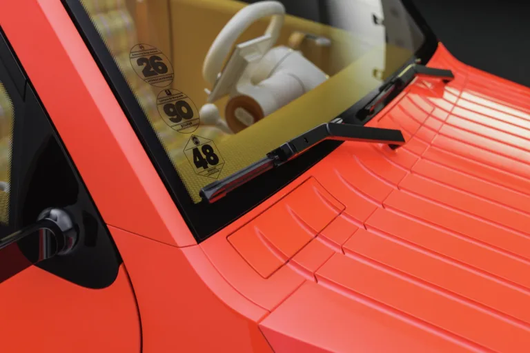 Parabrisas del Citroën 2 CV Concept con los números 48, 90 y 26